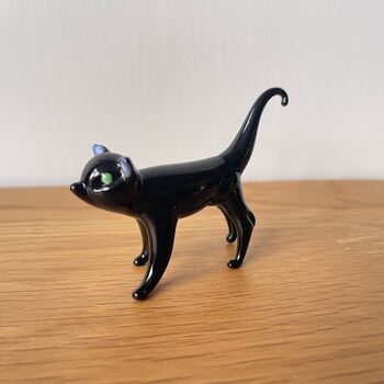 Hand Blown Glass Black Cat Decoration, 5 of 5