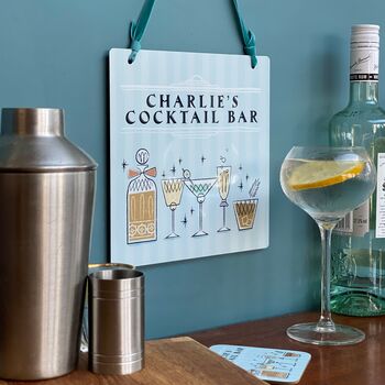 Home Bar 'Cocktail Bar' Personalised Metal Sign, 5 of 5