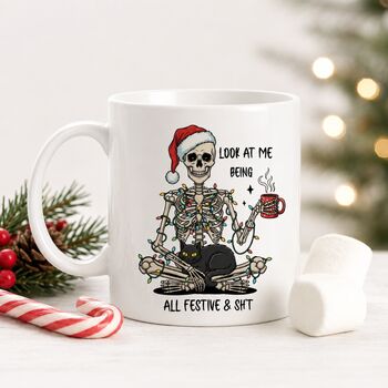Look At Me Being Festive Skeleton Mug, 2 of 7