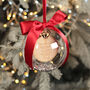 Love Story Met Engaged Married Wedding Ring Christmas Bauble, thumbnail 1 of 5