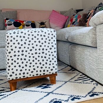 Polka Dot With Pine Base Square Footstool, 3 of 5