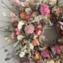 Wildflower Bespoke Pink Dried Flower Wreath, thumbnail 2 of 8