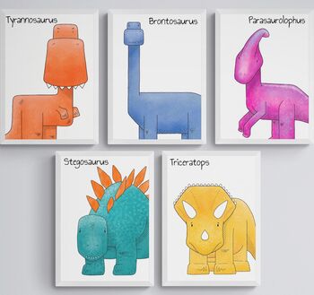 Dinosaur Nursery Print Set A5, 5x7, 7 of 7