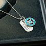 Compass Coordinates Dog Tag Silver Necklace, thumbnail 5 of 11