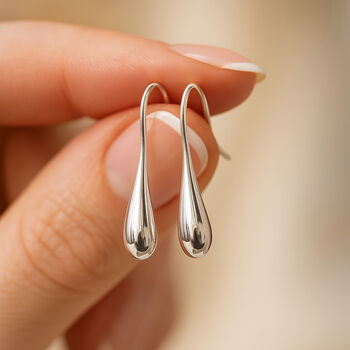 Sterling Silver Molten Teardrop Earrings – 25mm, 4 of 6