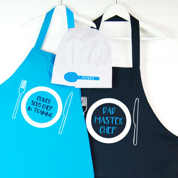 Personalised Dad And Child Chef Apron Set, 3 of 7