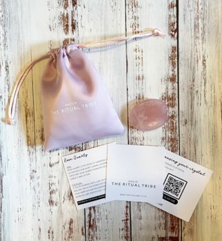 Rose Quartz Worry Stone In A Satin Pink Bag, 5 of 5