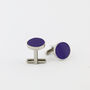 Woven Fabric Faced Cufflinks Purple, thumbnail 1 of 4