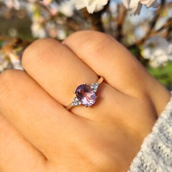 Lavender Amethyst Ring In Sterling Silver And 18k Gold Vermeil, 4 of 12