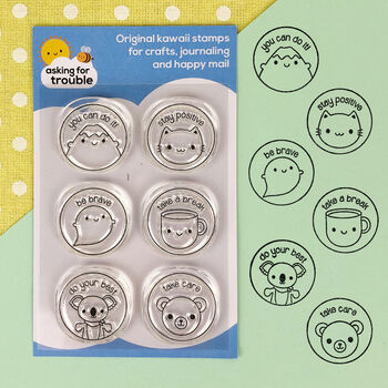 Kawaii Clear Stamp Sets For Self Care And Happy Mail, 3 of 6