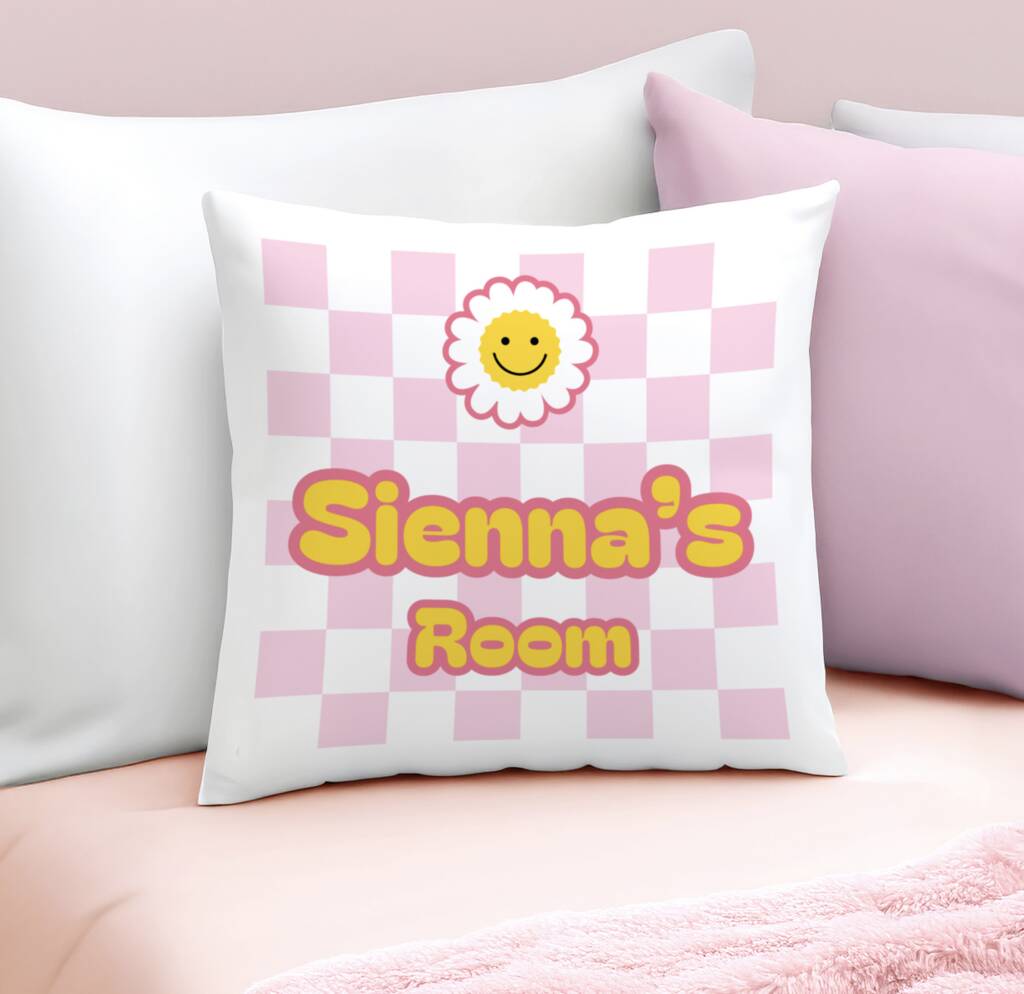 Personalised Daisy Checked Cushion, 1 of 4