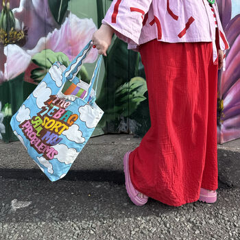 Problems And Clouds Rainbow Cotton Reversible Waterproof Canvas Tote Bag, 8 of 8