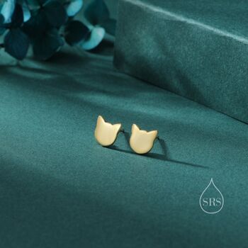 Minimalist Cat Face Stud Earrings In Sterling Silver, 7 of 10