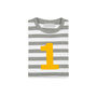 Grey Marl + White Striped Number/Age T Shirt Mustard, thumbnail 2 of 6