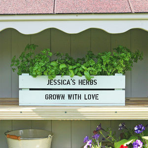 Personalised Window Box Crate With Herb Seeds By Plantabox Personalised Window Box Crate With Herb Seeds By Plantabox Notonthehighstreet