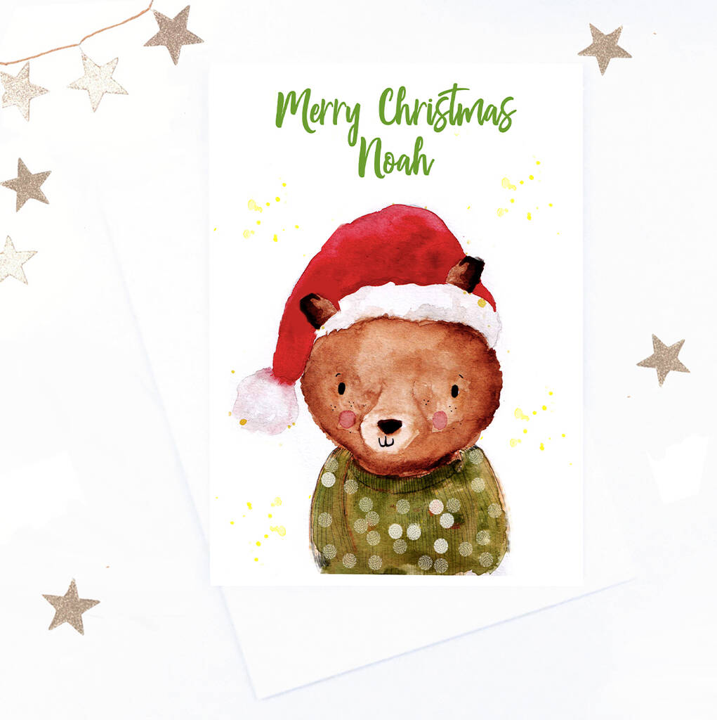 Personalised Christmas Bear Card By Free Hand Free Mind ...