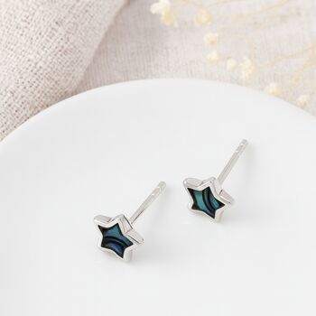 Sterling Silver Paua Shell Star Micro Stud Earrings – 4mm, 4 of 8