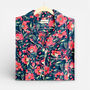 Navy And Pink Block Print Floral 100% Cotton Ladies Pyjamas, thumbnail 3 of 4
