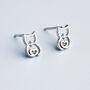 Sterling Silver Cat And Heart Stud Earrings, thumbnail 3 of 4