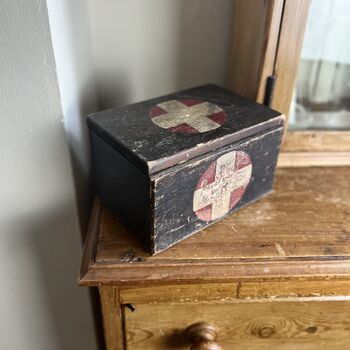 Vintage Wooden First Aid Medical Box, 4 of 8