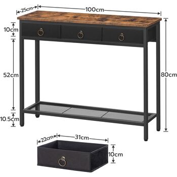 Console Table Slim Sofa Table With Three Drawers, 9 of 9