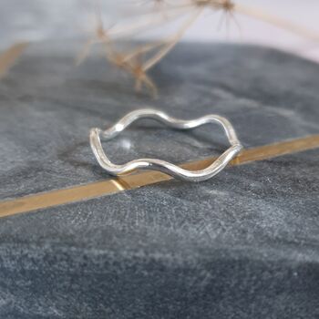 Wave Silver Stacking Ring, 2 of 3
