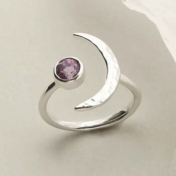 Sterling Silver Gemstone Moon Adjustable Rings, 3 of 8