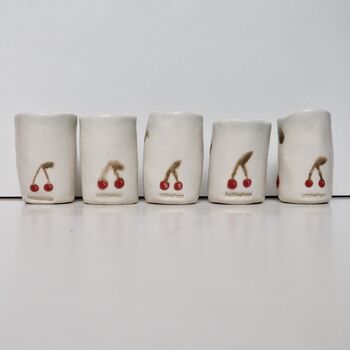 Handmade Small Ceramic Cherry Flower Vase, 4 of 5