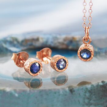Sapphire September Birthstone Gold Plated Silver Necklace, 5 of 7