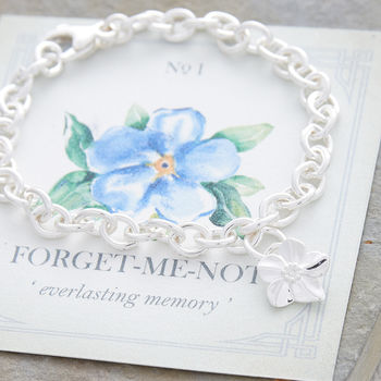 Forget Me Not Personalised Solid Silver Charm Bracelet, 5 of 7