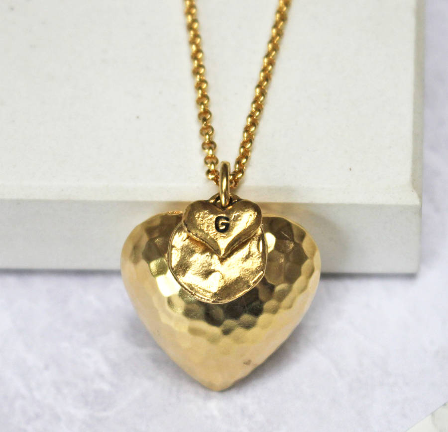 personalised large hammered heart necklace by jamie london ...