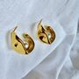 Abstract Hammered 18k Gold Plated Pearl Geometric Earrings, thumbnail 4 of 8