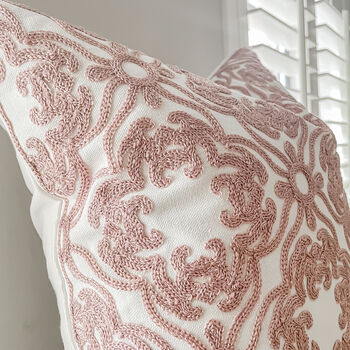 Florina Pink Embroidered Cushion Cover, 3 of 4