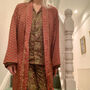Upcycled Indian Silk Dressing Gown Gold Red Cones, thumbnail 2 of 2