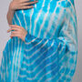 100% Mulberry Silk Scarf, Turquoise Blue Marbling In Gift Box, thumbnail 1 of 10