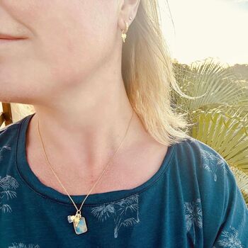 'The Trio' K2 And Aquamarine Gold Plated Necklace, 4 of 9