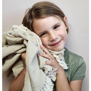 Personalised Baby Muslin Blanket In Soft Beige, 3 of 8