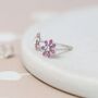 Tiny Sterling Silver Pink Flower Stud Earrings, thumbnail 3 of 9