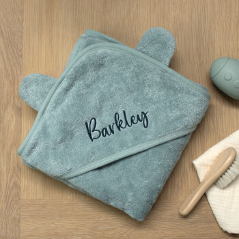 Personalised Hooded Towel In Sea Green, 3 of 4