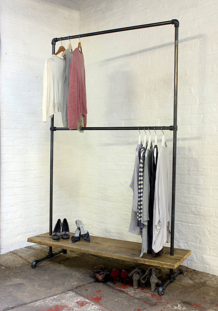 Laura Dark Steel Pipe Freestanding Double Clothes Rail By Urban
