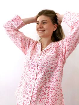 Block Printed Pyjamas Pink Bud, 2 of 4