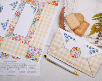 A4 Origami Writing Paper That Folds Into An Envelope With Bold Floral Design, 5 of 5