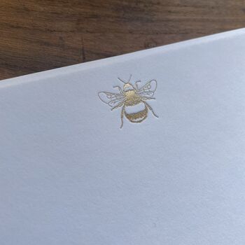 Six Gold Bumblebee Hand Pressed Luxury Note Cards, 6 of 9