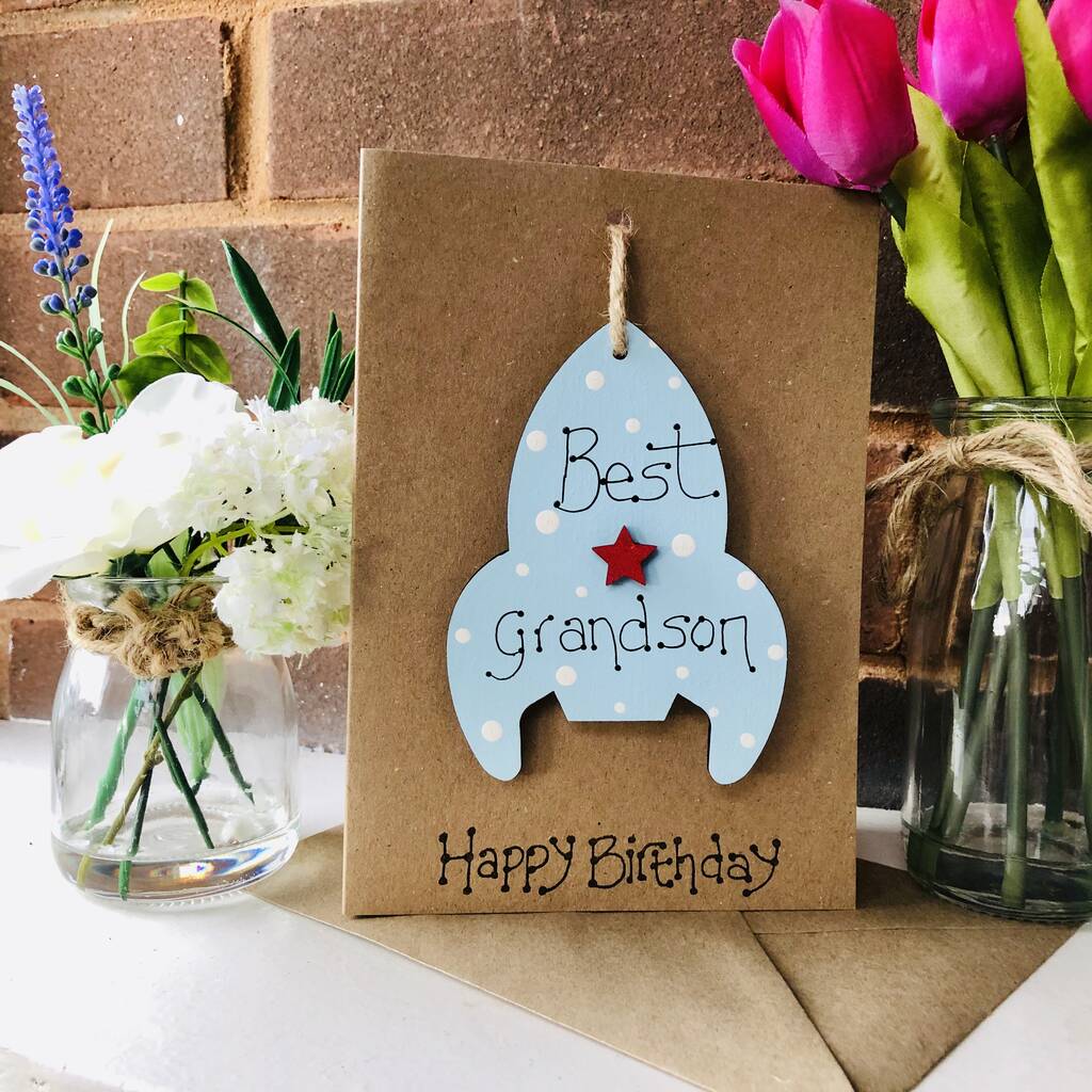 Personalised Grandson Rocket Keepsake Birthday Card By Craft Heaven Designs