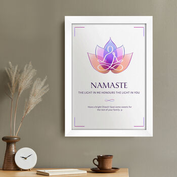 Personalised Diwali Namaste Wall Print, 5 of 6