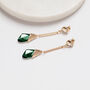 Emerald Green Crystal Stone Drop Earrings, thumbnail 1 of 3