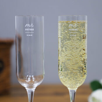 Personalised Mr And Mr Champagne Flute Set Of Two, 3 of 10