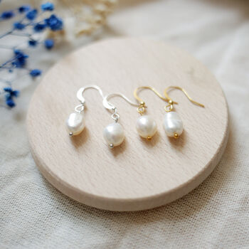 Minimalistic Freshwater Pearl French Hook Earrings, 4 of 4