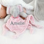 Personalised Pink Ellie Comforter Cable Blanket White, thumbnail 3 of 11