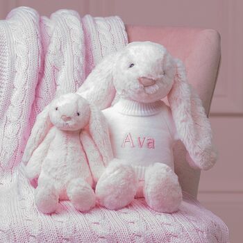 Personalised Pale Pink Bashful Bunny Soft Toy, 2 of 5